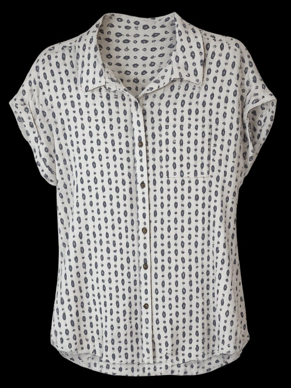 NWT Threadgrut 2XL White Geo Print Button Up Camp Shirt Pocket Casual